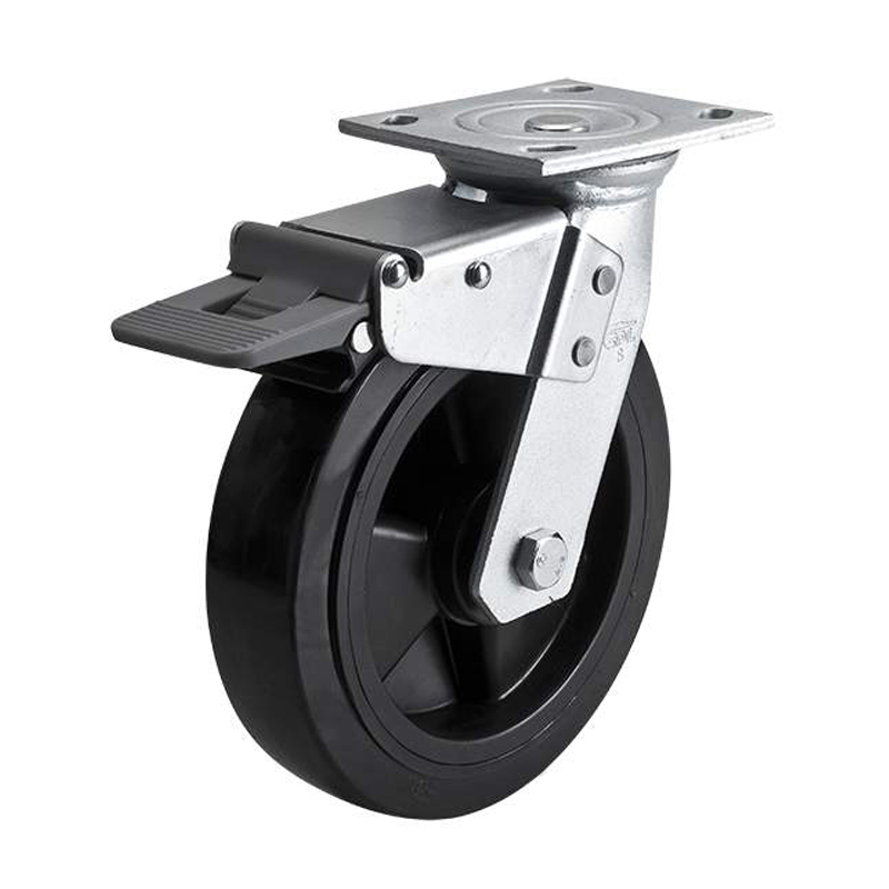 EDL Heavy 8'' 420kg Plate Plastic Dual Brake PU Caster 73128H-738-66