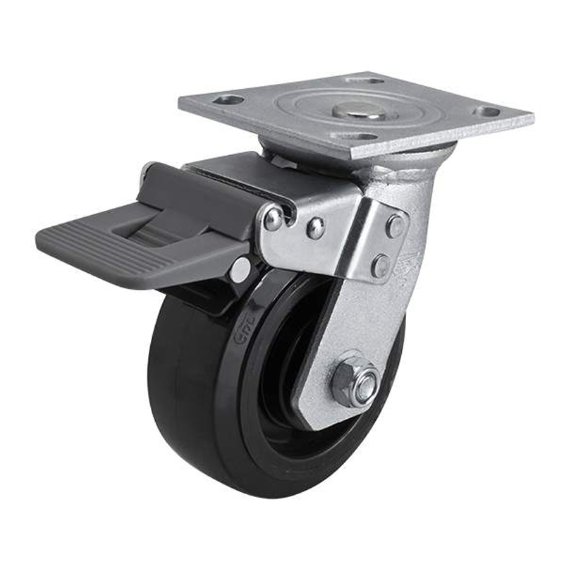 EDL Heavy 5'' 350kg Plate Plastic Dual Brake PU Caster 73125H-735-66