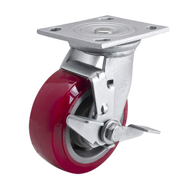 EDL Heavy 5'' 380kg Plate Side Wheel Brake TPU Caster 73125C-735-86/C