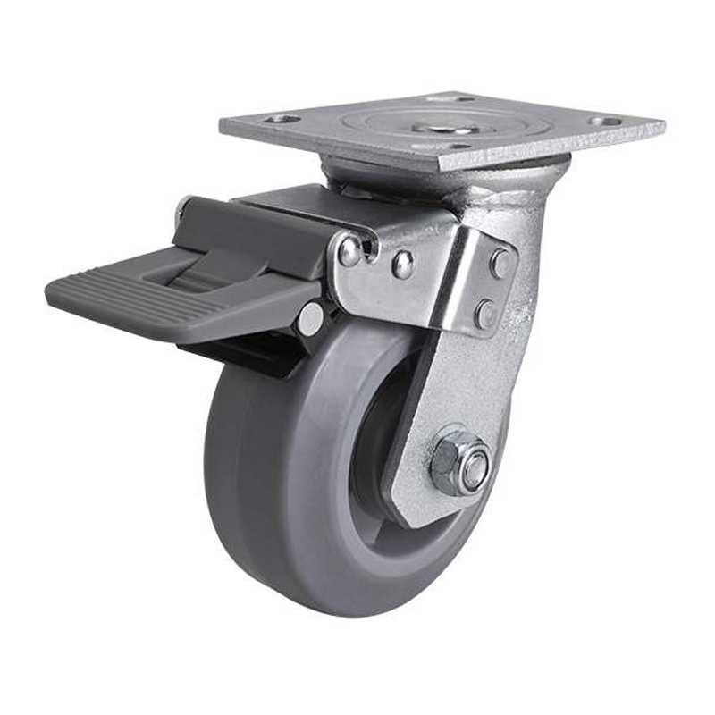 EDL Heavy 5'' 300kg Plate Plastic Dual Brake TPE Caster 73125H-735-56