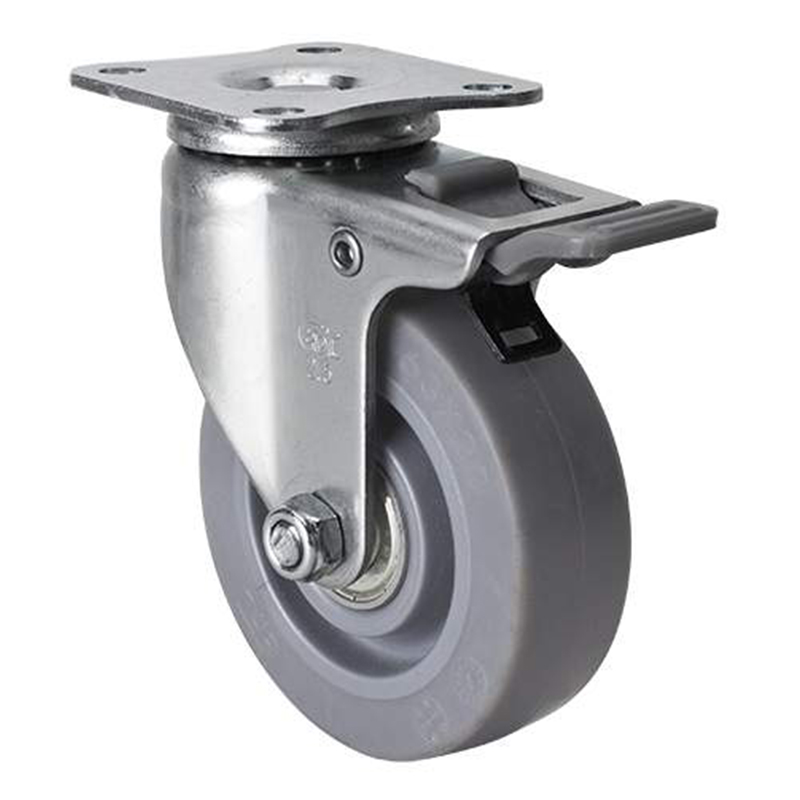 EDL Mini 2.5'' 35kg Plate Plastic Dual Brake TPE Caster 261225H-2625-56