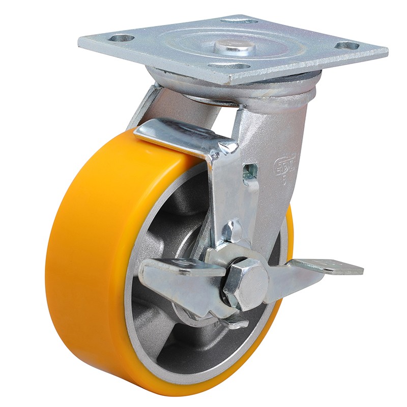 EDL Heavy 5'' 420kg Plate Side Wheel Brake TPU Caster 73125C-735-86A/C