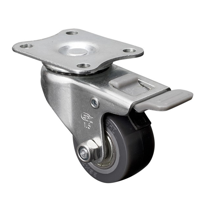 EDL Mini 1.5'' 40kg Plate Plastic Dual Brake PU Caster 261215H-2615-76