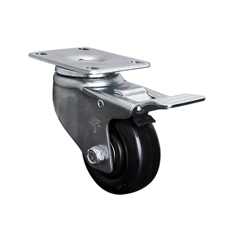 EDL Medium 3" 140kg Plate Al. Dual Brake PU Caster 50123P-503-66