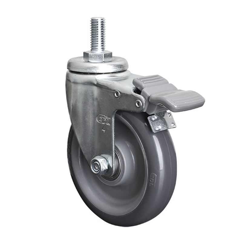 EDL Light 4'' 80kg Threaded Brake PU caster 36144H-364-76