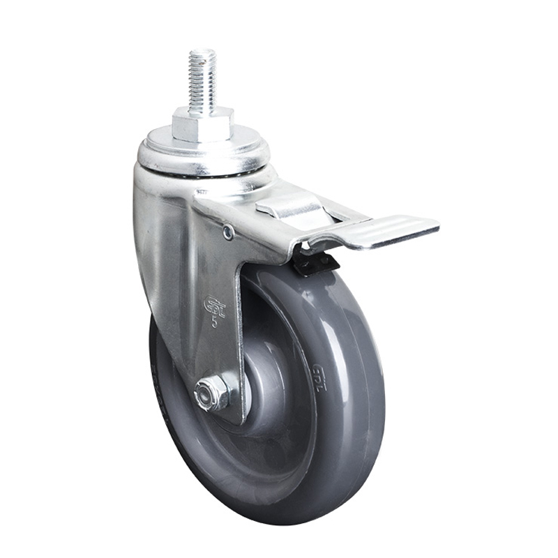 EDL Medium 5'' 130Kg Threaded Al. Dual Brake PU Caster50145P-505-75