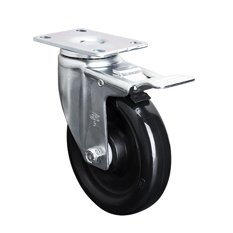 EDL Medium 5" 120Kg Plate Al. Dual Brake PU Caster 50125P-505-65