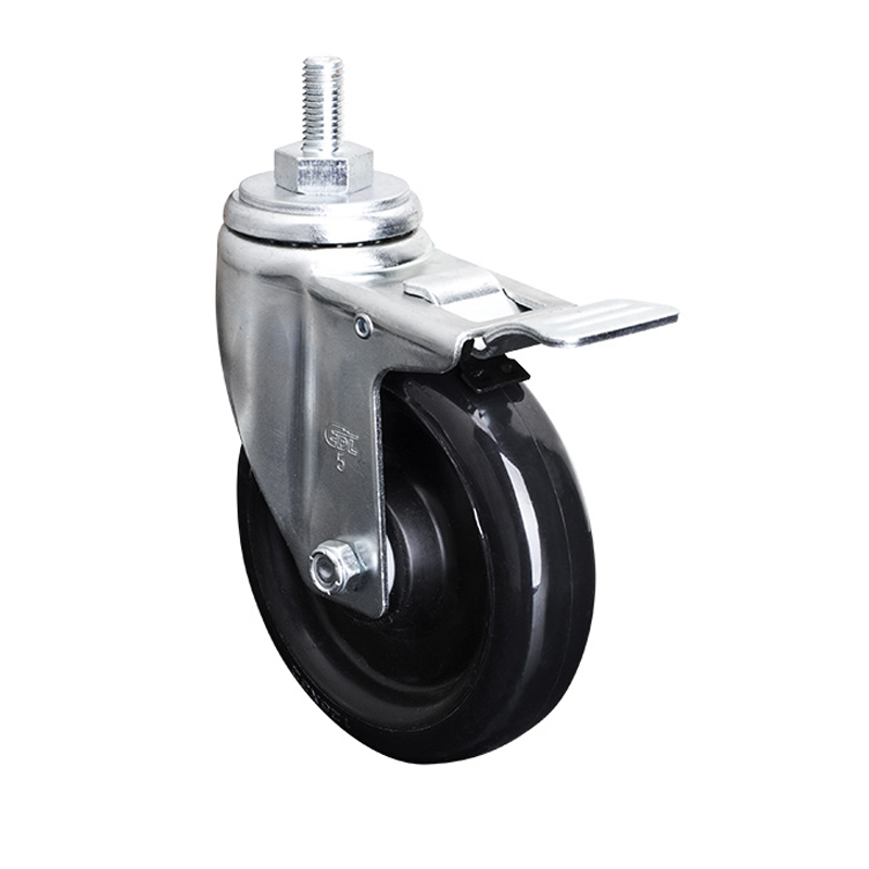 EDL Medium 5'' 120Kg Threaded Al. Dual Brake PU Caster50145P-505-65