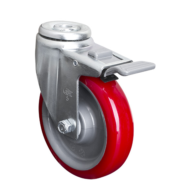 EDL Medium 5'' 150Kg Bolt Hole Plastic Dual Brake TPU Caster50185H-505-86