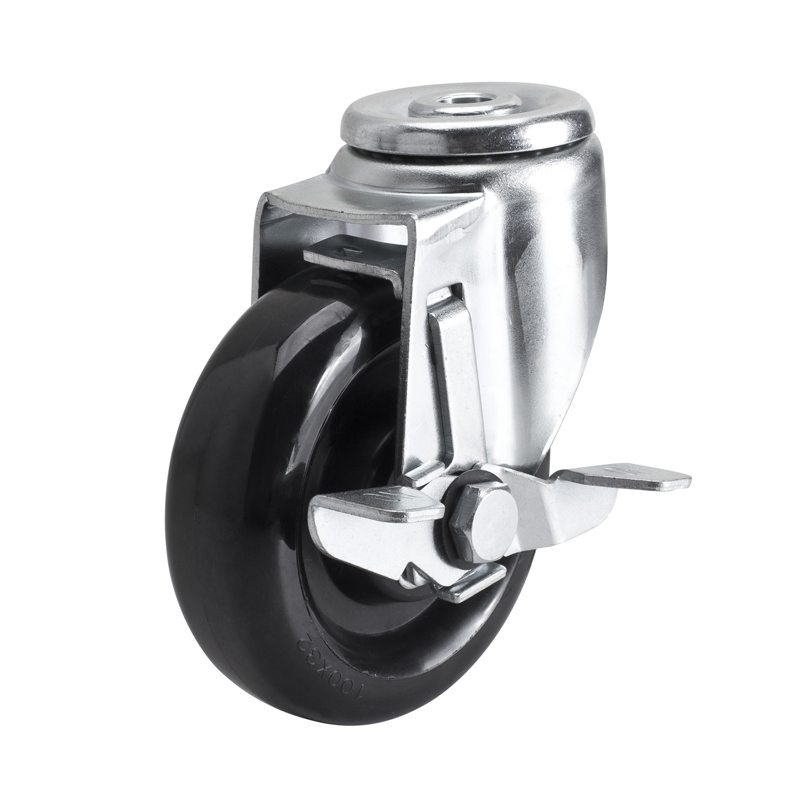 EDL Medium 4'' 120Kg Bolt Hole Side Wheel Brake PU Caster50184C-504-65/C