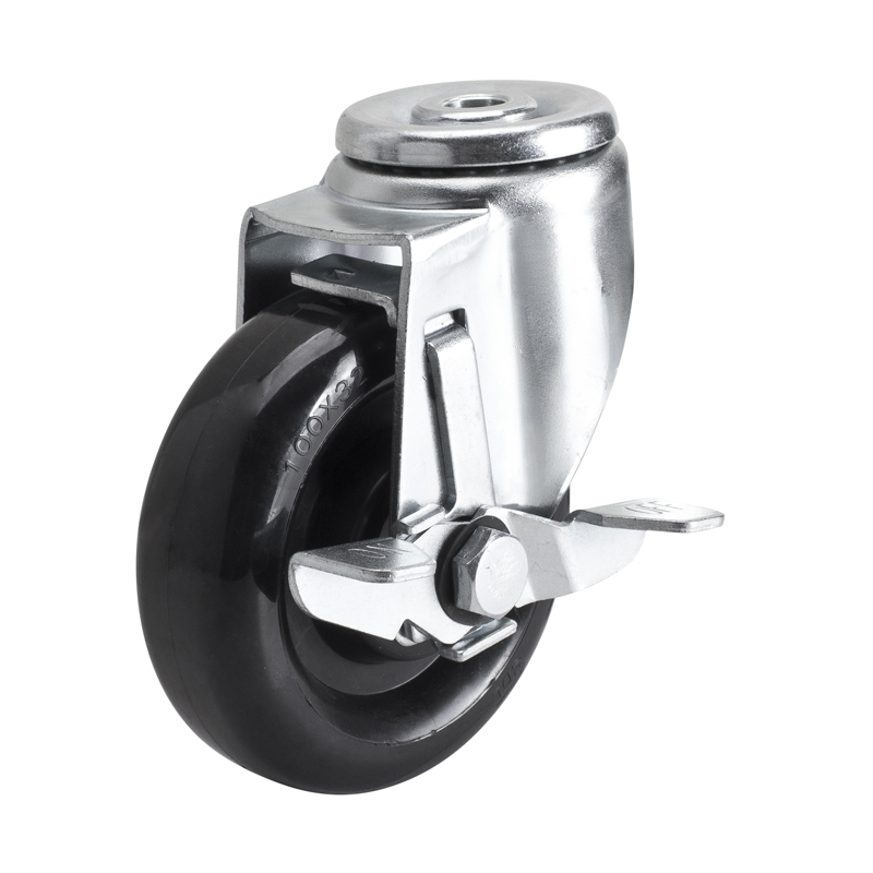 EDL Medium 4'' 140Kg Bolt Hole Side Wheel Brake PU Caster50184C-504-66/C