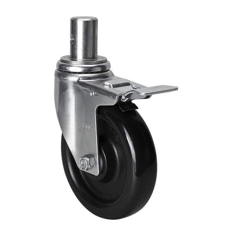 EDL Medium 5'' 120Kg Stem Iron Dual Brake PU Caster50165L-505-65