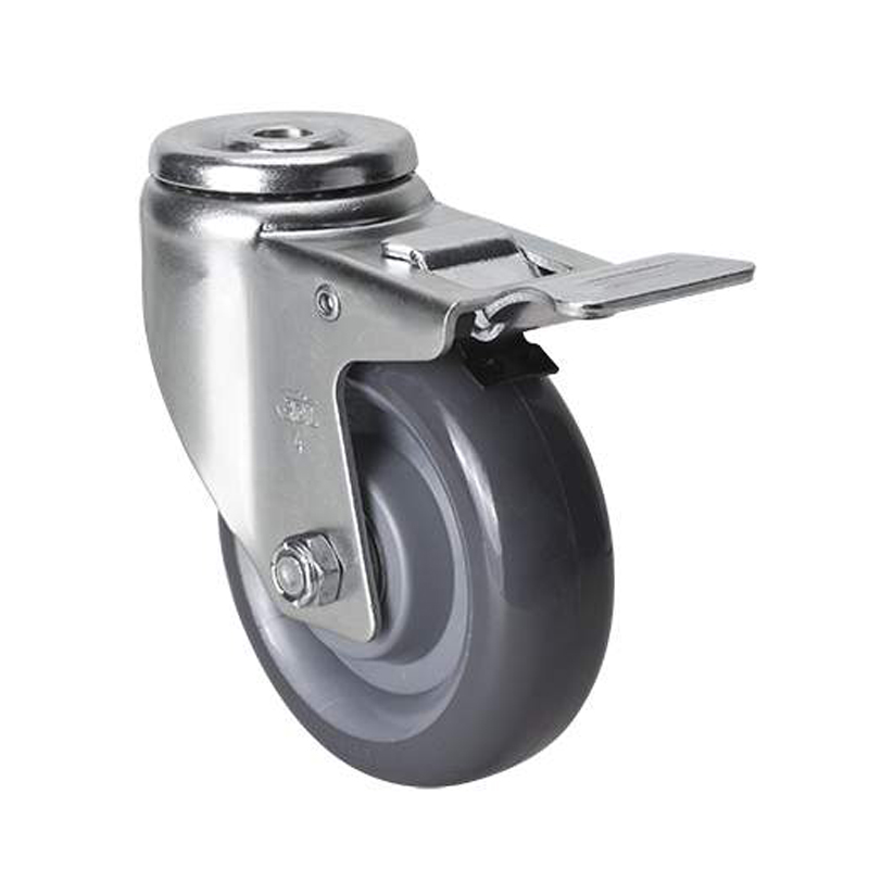 EDL Medium 4'' 150Kg Bolt Hole  Iron Dual Brake PU Caster50184L-504-76