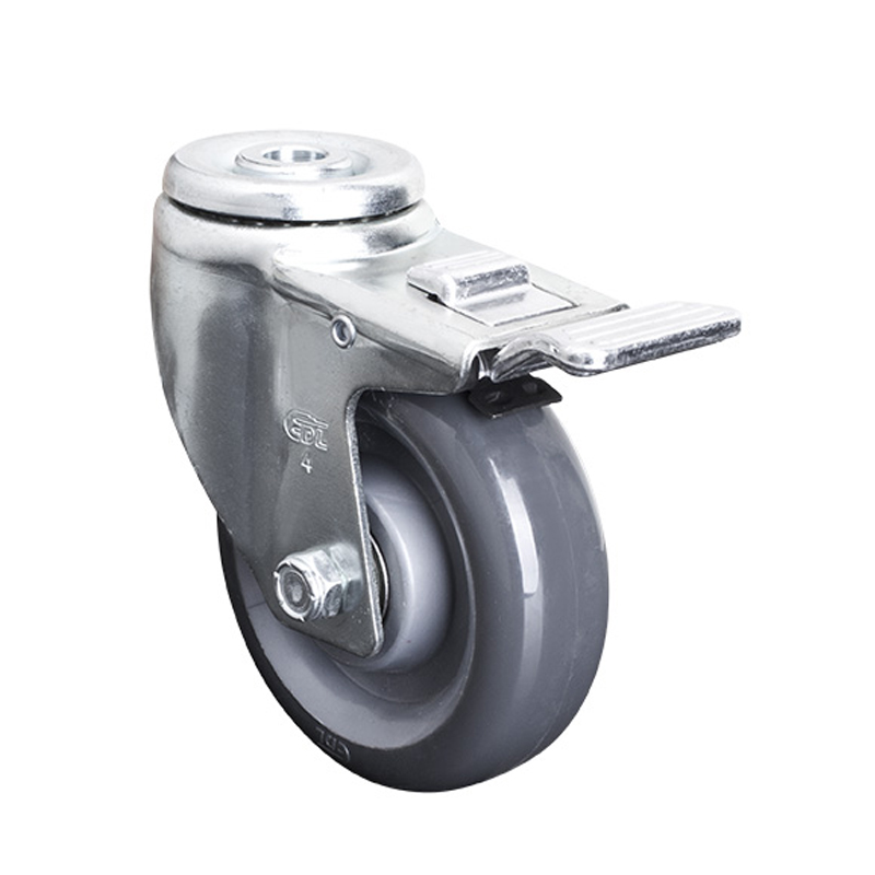 EDL Medium 4'' 150Kg Bolt Hole  Al. Dual Brake PU Caster50184P-504-76