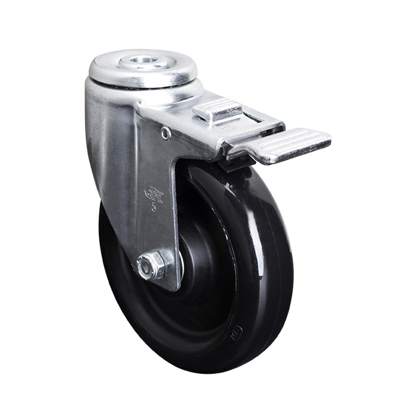 EDL Medium 5'' 140Kg Bolt Hole  Al. Dual Brake PU Caster50185P-505-66