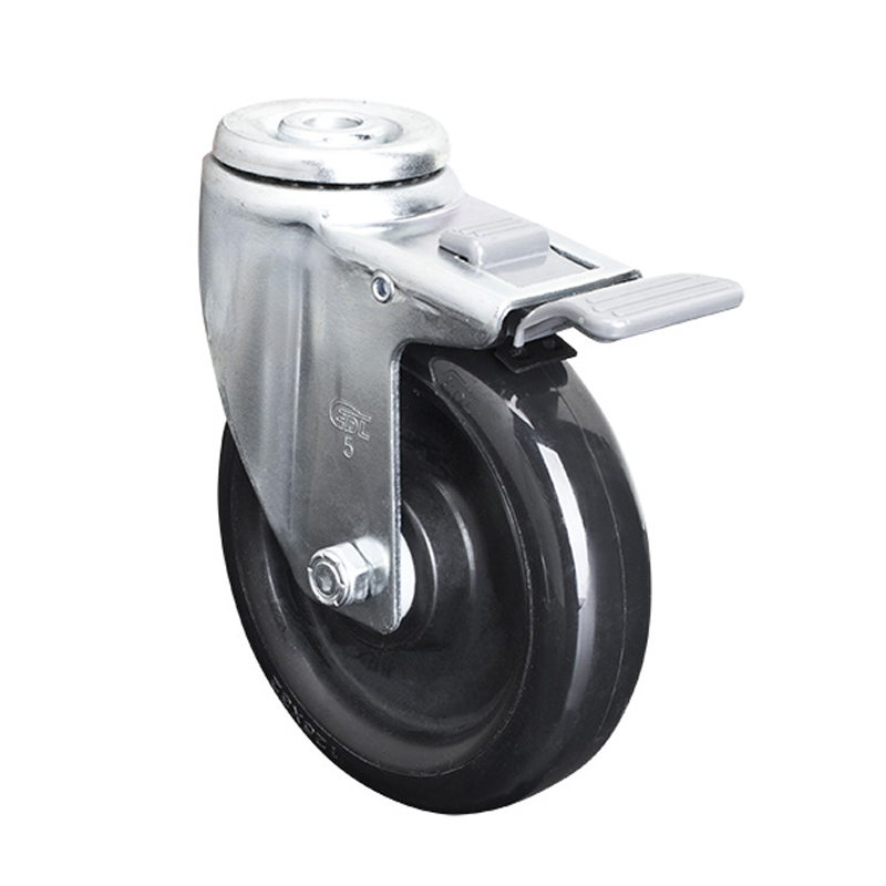 EDL Medium 5'' 120Kg Bolt Hole Plastic Dual Brake PU Caster50185H-505-65