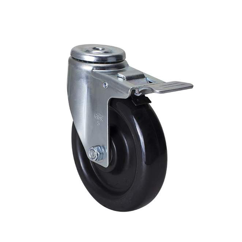 EDL Medium 5'' 140Kg Bolt Hole  Iron Dual Brake PU Caster50185L-505-66