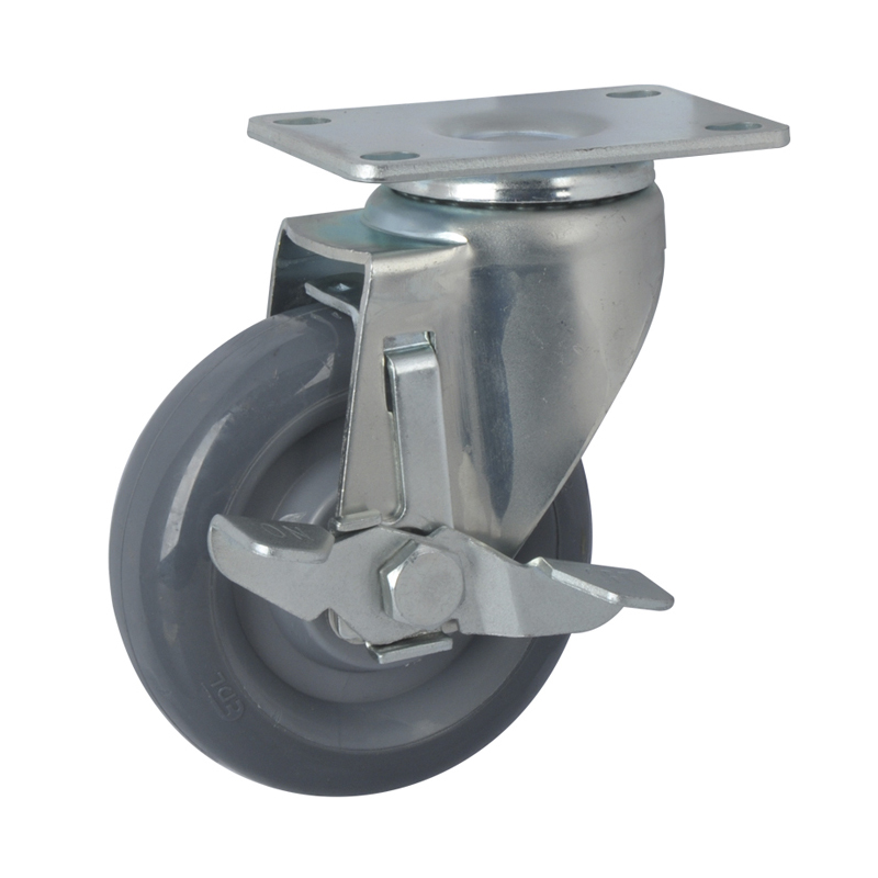 EDL Medium 5" 150Kg Plate Side Wheel Brake PU Caster 50125C-505-76/C