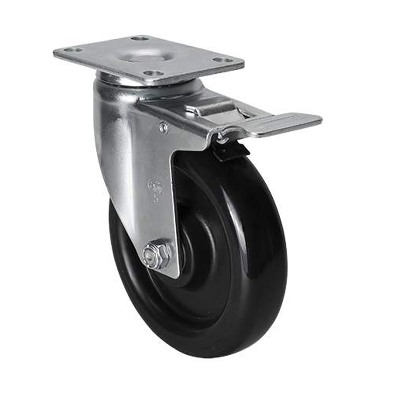 EDL Medium 5" 140Kg Plate Iron Dual Brake PU Caster 50125L-505-66