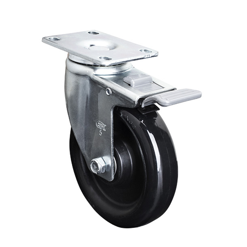 EDL Medium 5" 140Kg Plate Plastic Dual Brake PU Caster 50125H-505-66