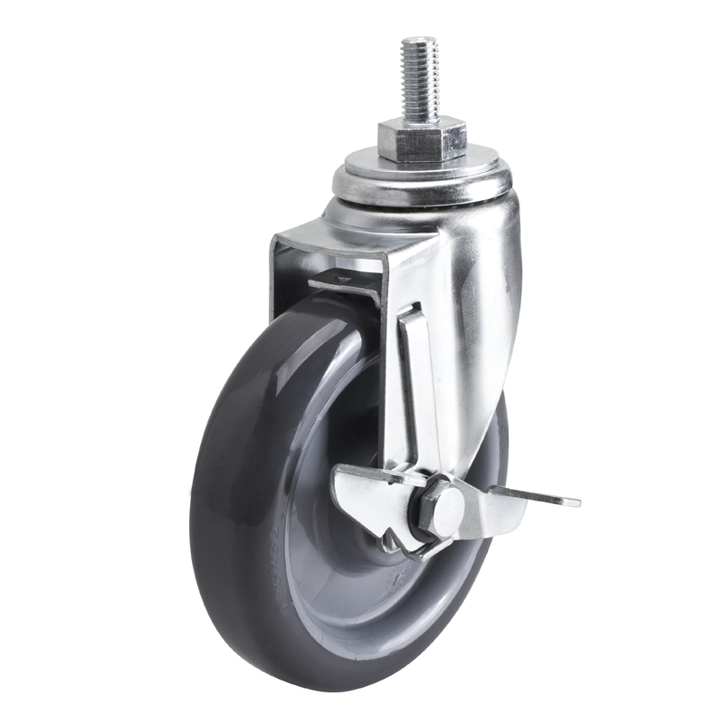 EDL Medium 5" 150Kg Threaded Side Wheel Brake PU Caster 50145C-505-76/C