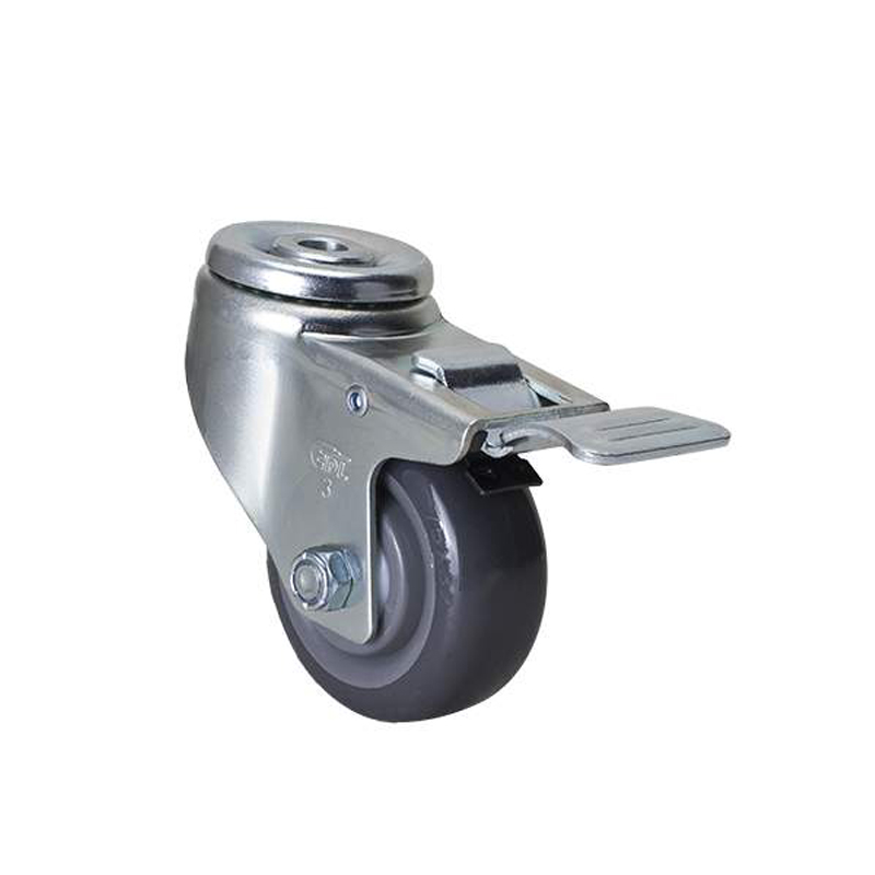 EDL Medium 3" 130kg Bolt Hole Iron Dual Brake PU Caster 50183L-503-75