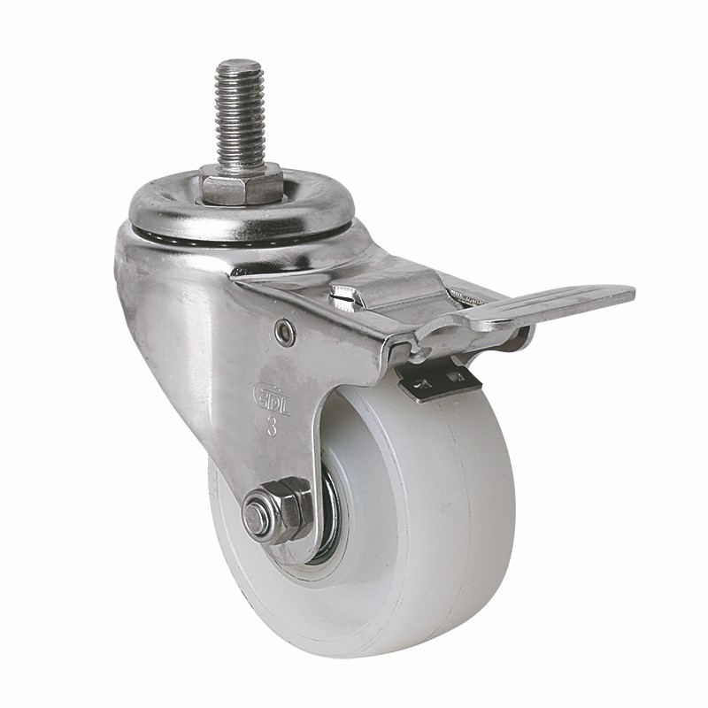 EDL Stainless Steel Medium 3'' 150kg Threaded Brake TPA Caster S54743L-S543-26