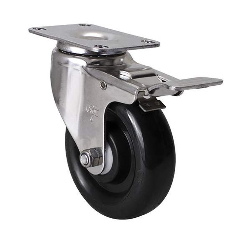 EDL Stainless Steel Medium 4"140kg Plate Brake PU Caster S54724L-S544-65