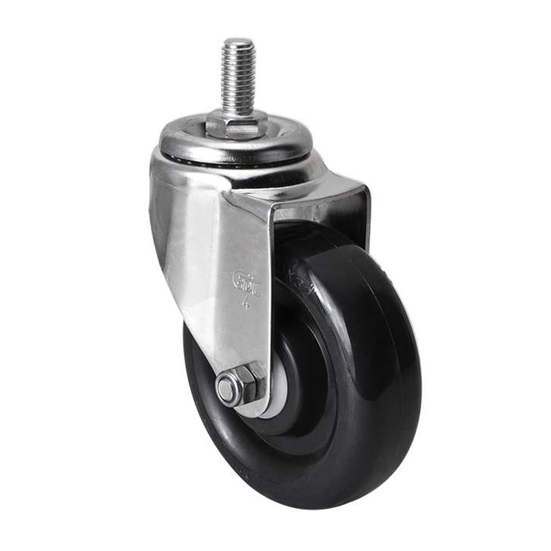 EDL Stainless Steel Medium 4"140kg Threaded Swivel PU Caster S54734-S544-65