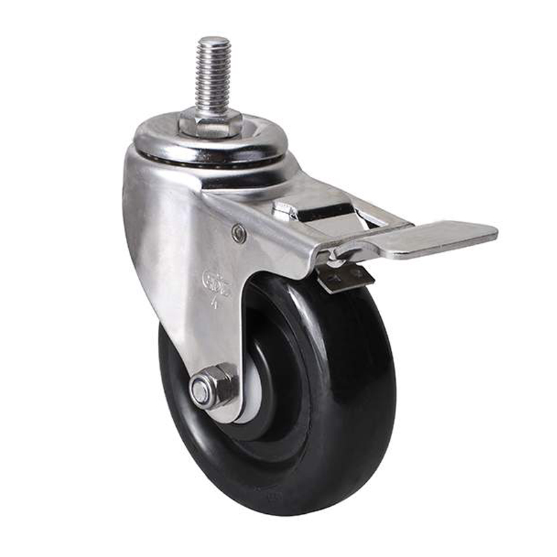 EDL Stainless Steel Medium 4"140kg Threaded Brake PU Caster S54744L-S544-65