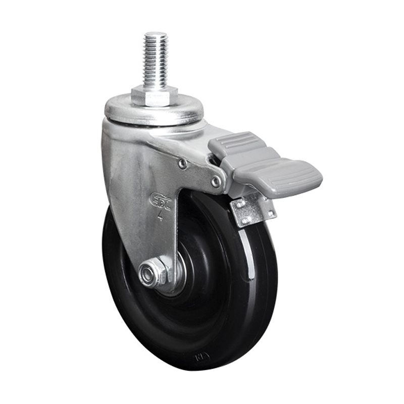 EDL Light 4'' 70kg Threaded Brake PU caster 36144H-364-66