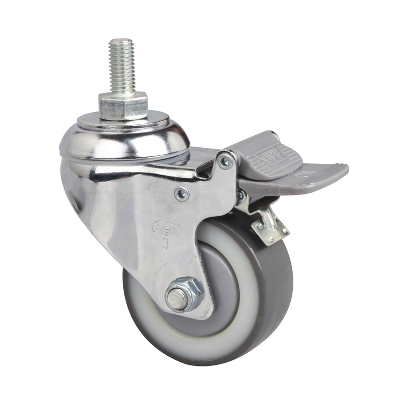 EDL Medium 3'' 130Kg Threaded Plastic Dual Brake TPU Caster  57243H-573-87N