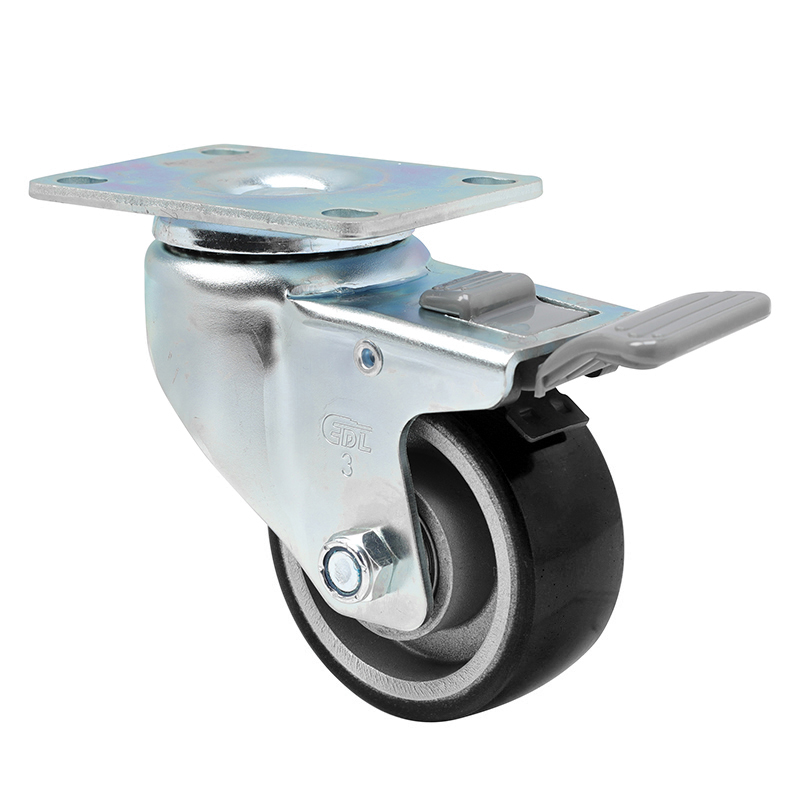 EDL Anti-electrostatic Medium 3'' 150kg Plate Plastic Dual Brake TPU Caster 50123H-A503-86A