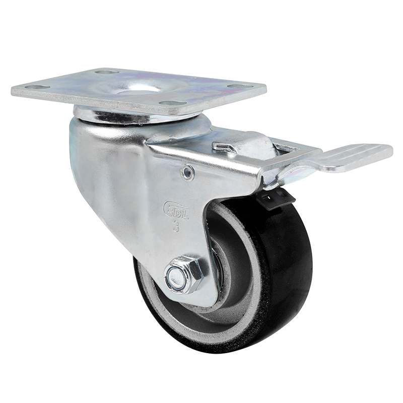 EDL Anti-electrostatic Medium 3'' 150kg Plate Iron Dual Brake TPU Caster 50123L-A503-86A