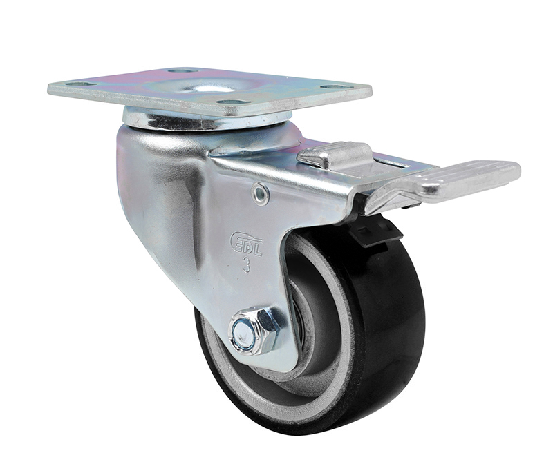 EDL Anti-electrostatic Medium 3'' 150kg Plate Al. Dual Brake TPU Caster 50123P-A503-86A