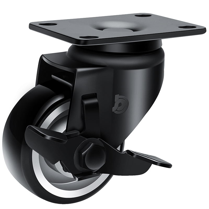 JARABO High-powered Medium 3" 90kg Plate Side Wheel Brake TPU Caster J50523C-A503-86A/C