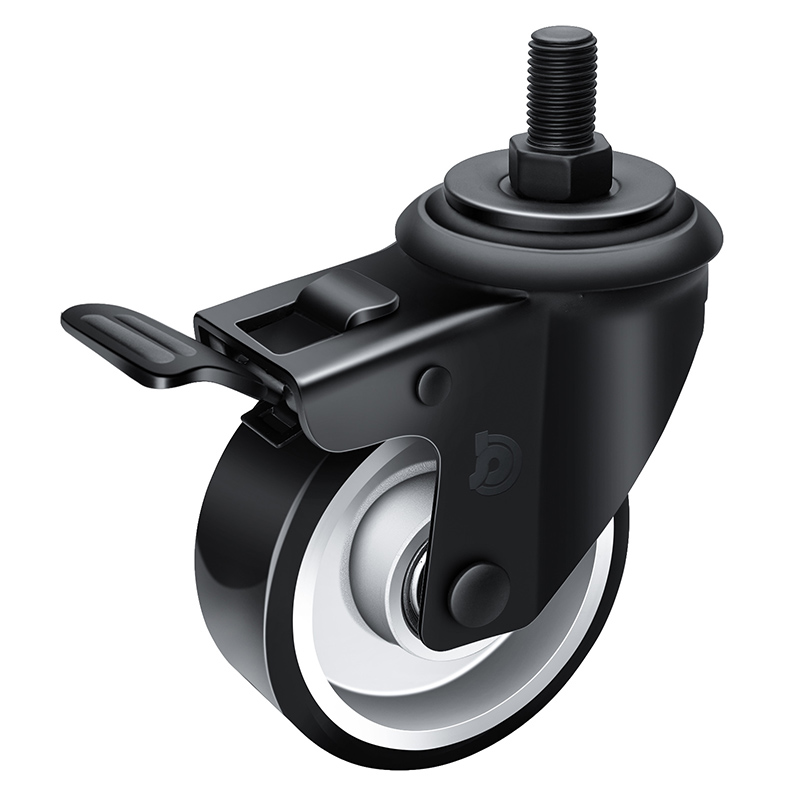 JARABO High-powered Medium 4" 300kg Threaded Dual Brake TPU Caster J64544L-A644-86A