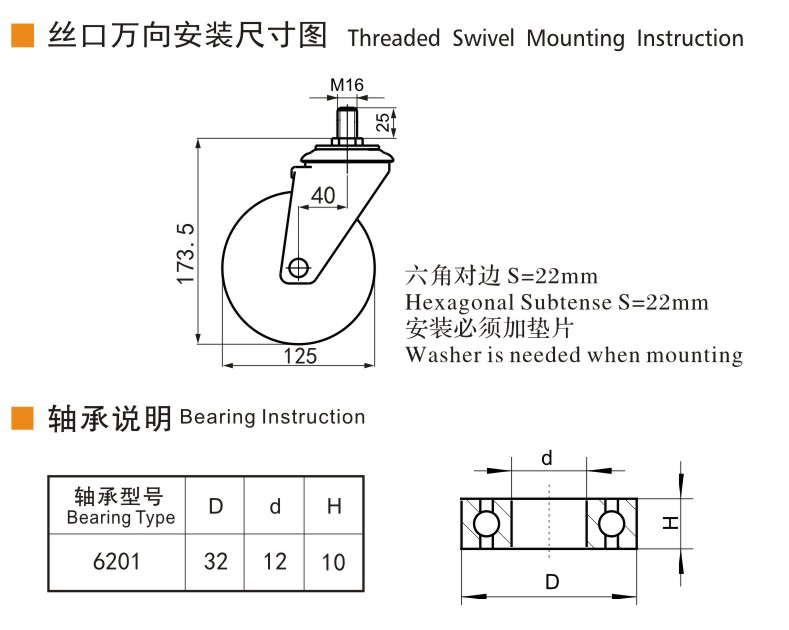 捷樂(lè)步 抗靜電中型5英寸300kg絲口萬(wàn)向高強(qiáng)度聚氨酯(TPU)腳輪 J64535-A645-86A