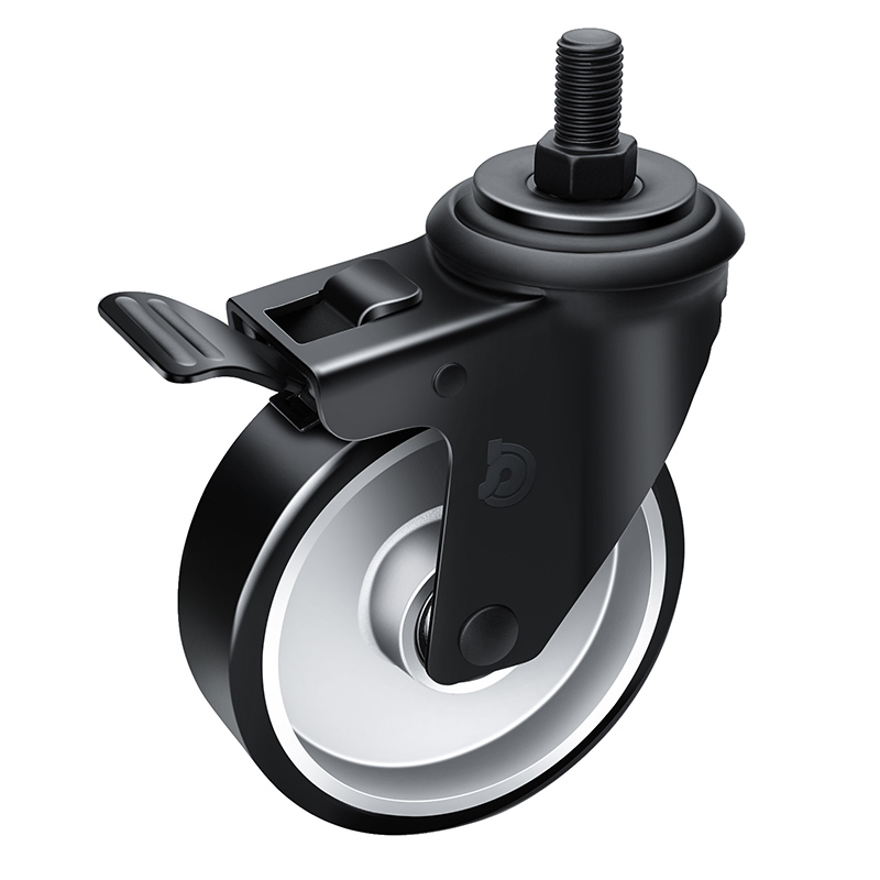 JARABO High-powered Medium 5" 300kg Threaded Dual Brake TPU Caster J64545L-A645-86A