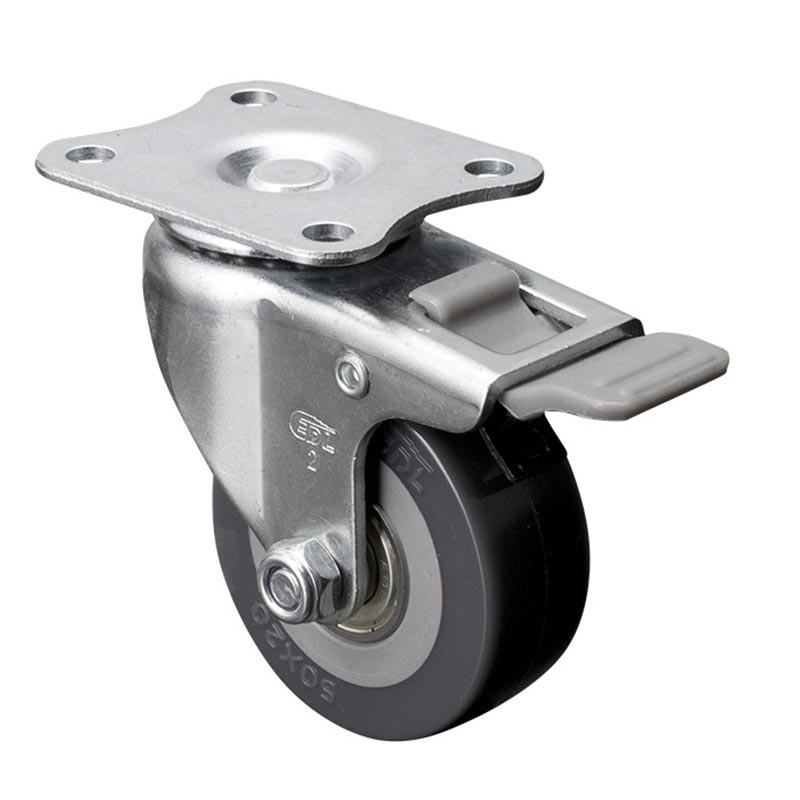 EDL  Mini 2'' 40kg Plate Plastic Dual Brake PU Caster 26122H-262-76