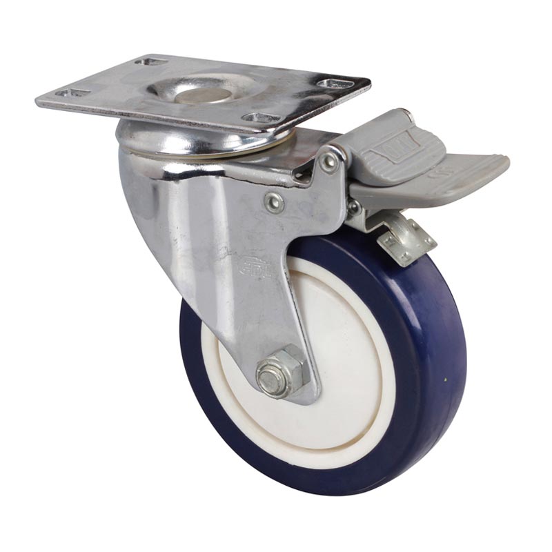 EDL Medium 4'' 130Kg Plate Plastic Dual Brake TPU Caster 57224H-574-87