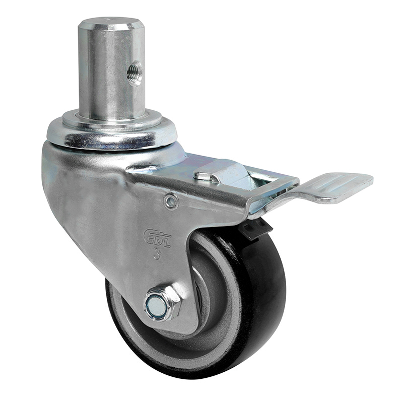 EDL Anti-electrostatic Medium 3" 150kg Stem Iron Dual Brake TPU Caster 50163L-A503-86A