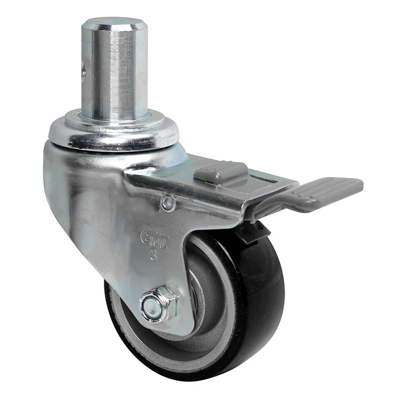 EDL Anti-electrostatic Medium 3" 150kg Stem Plastic Dual Brake TPU Caster 50163H-A503-86A