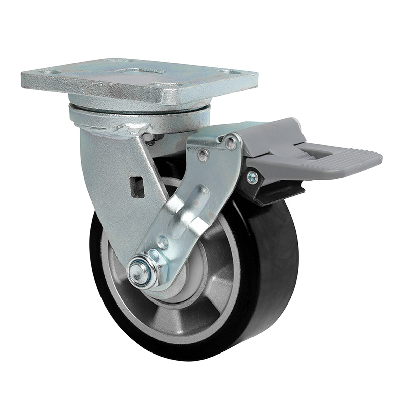 EDL Anti-electrostatic Heavy 5" 700kg Plate Plastic Wheel Brake TPU Caster 78125F-A785-86A/F