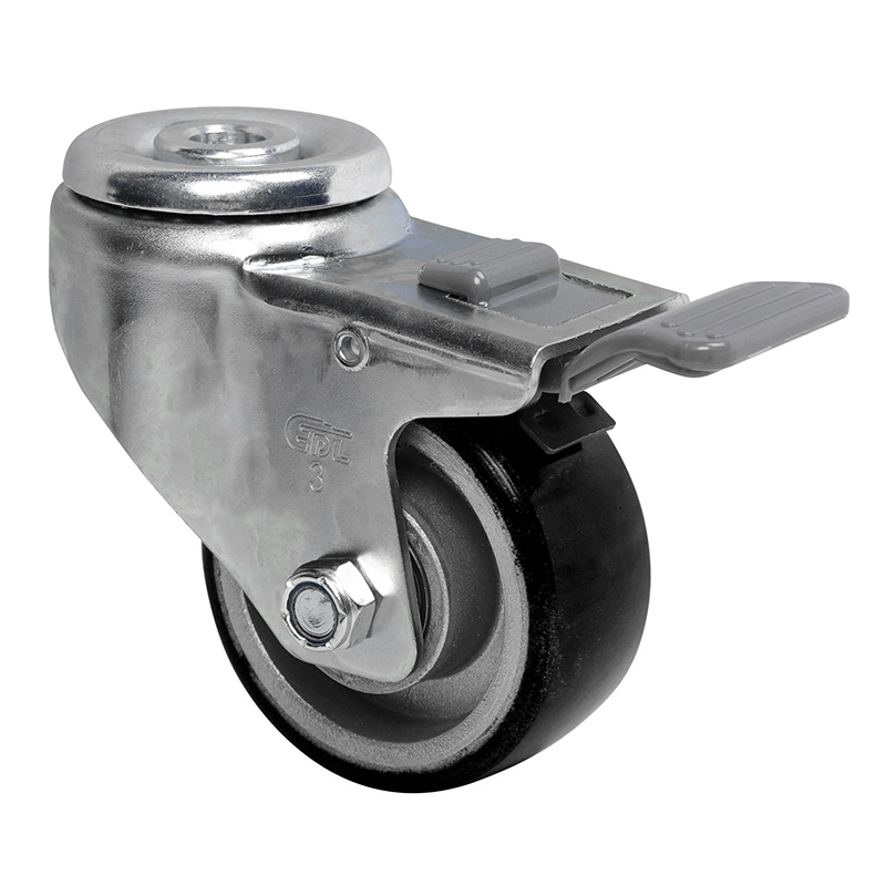 EDL Anti-electrostatic Medium 3" 150kg Bolt Hole Plastic Dual Brake TPU Caster 50183H-A503-86A