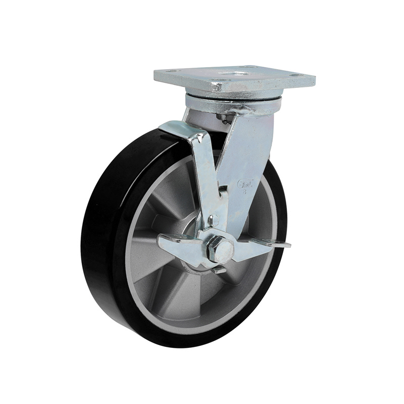 EDL Anti-electrostatic Heavy 8" 800kg Plate Side Wheel Brake TPU Caster 78128C-A788-86A/C