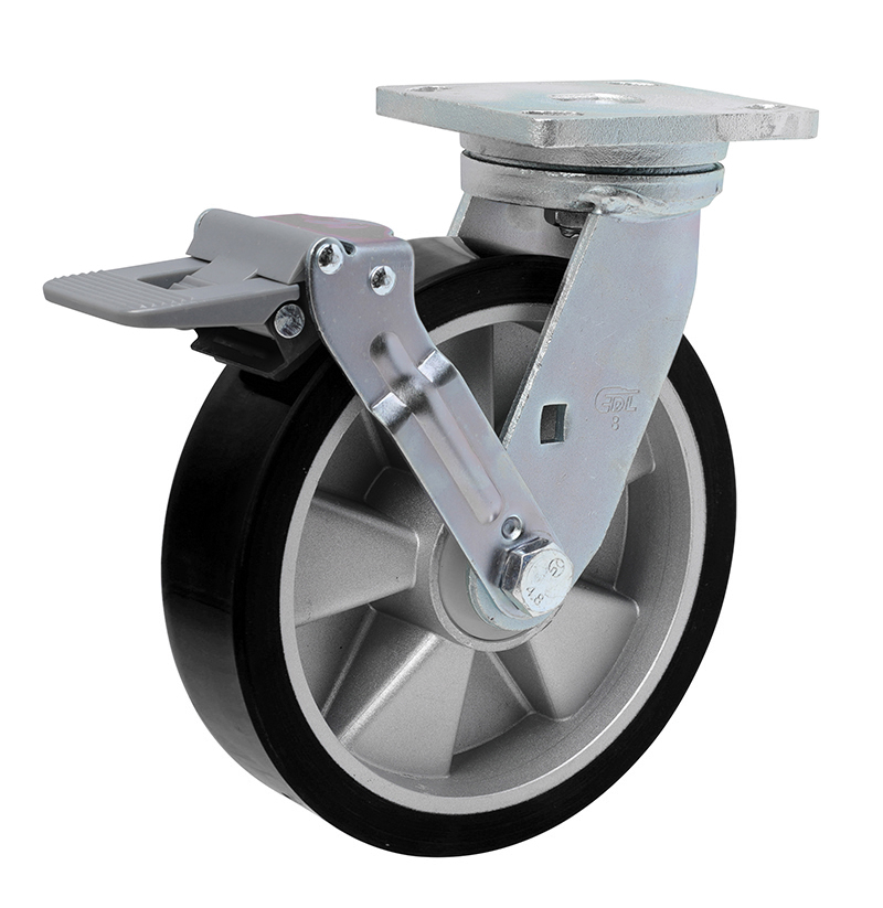 EDL Anti-electrostatic Heavy 8" 800kg Plate Plastic Wheel Brake TPU Caster 78128F-A788-86A/F