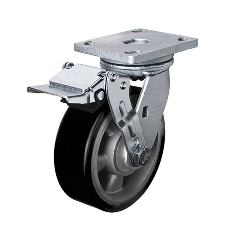 EDL Anti-electrostatic Heavy 6" 750kg Plate Iron Wheel Brake TPU Caster 78126E-A786-86A/E