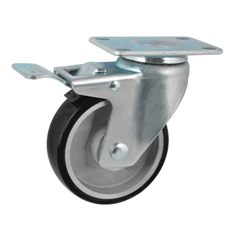 EDL Anti-electrostatic Medium 4'' 150kg Plate Iron Dual Brake TPU Caster 50124L-A504-86A