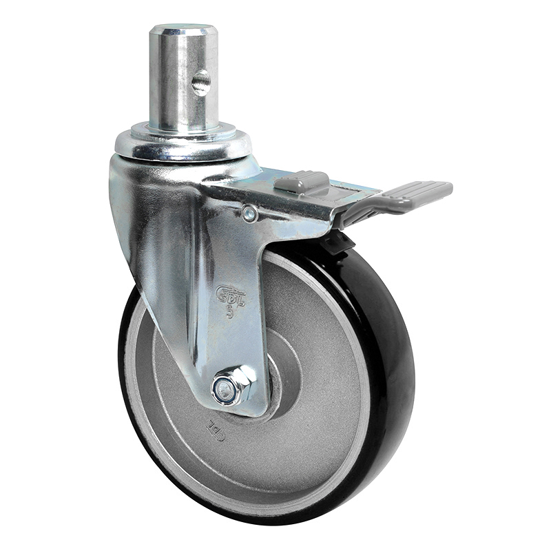 EDL Anti-electrostatic Medium 5" 150kg Stem Plastic Dual Brake TPU Caster 50165H-A505-86A